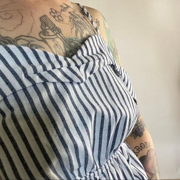 SEEK the LABEL Striped Cotton Romper blue Small - Picture 6 of 10